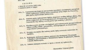 Ustawa o budowie portu w Gdyni z 23 września 1922 r. . fot. AAN